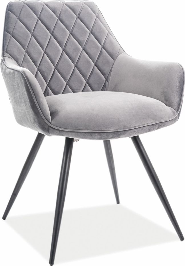 Signal Krzesło LINEA VELVET szare/czarne tapicerowane aksamitem SIGNAL