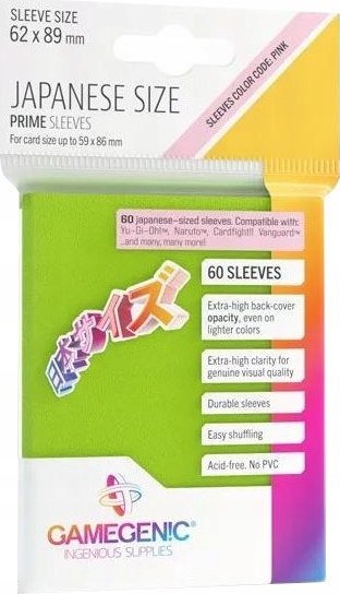 Gamegenic Gamegenic: Japanese Size Prime Sleeves (62x89 mm) 60 sztuk, Lime