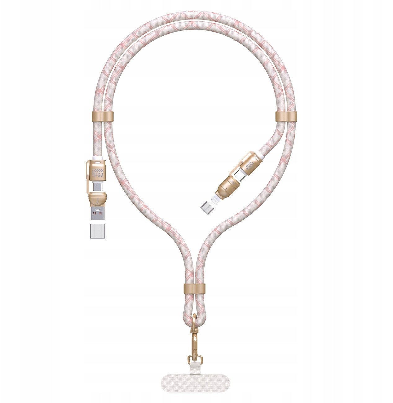 Kabel USB Dudao USB-A - USB-C + Lightning 1.5 m Różowy (6976625334421)