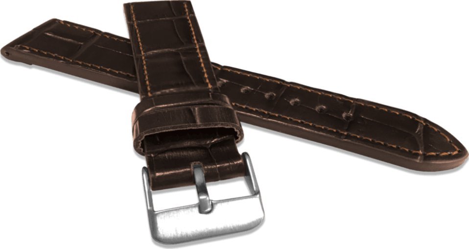 Lavvu LAVVU Brązowy szyty pasek CROCO z luksusowej skóry Top Grain - 20