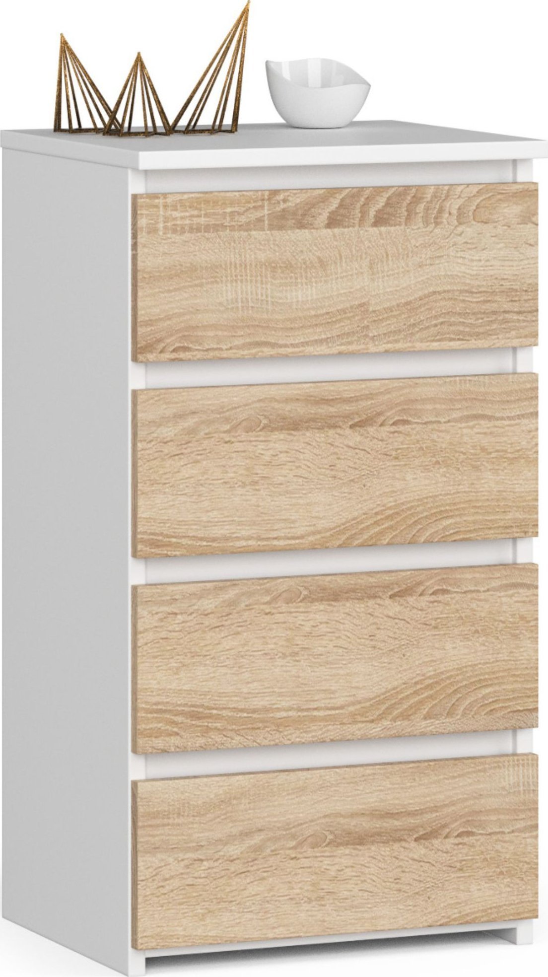 Fabryka Mebli Akord Komoda CL4 40 cm 4 szuflady - biała-dąb sonoma