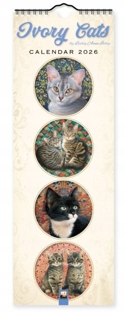Kalendarz 2026 ścienny paskowy Ivory Cats