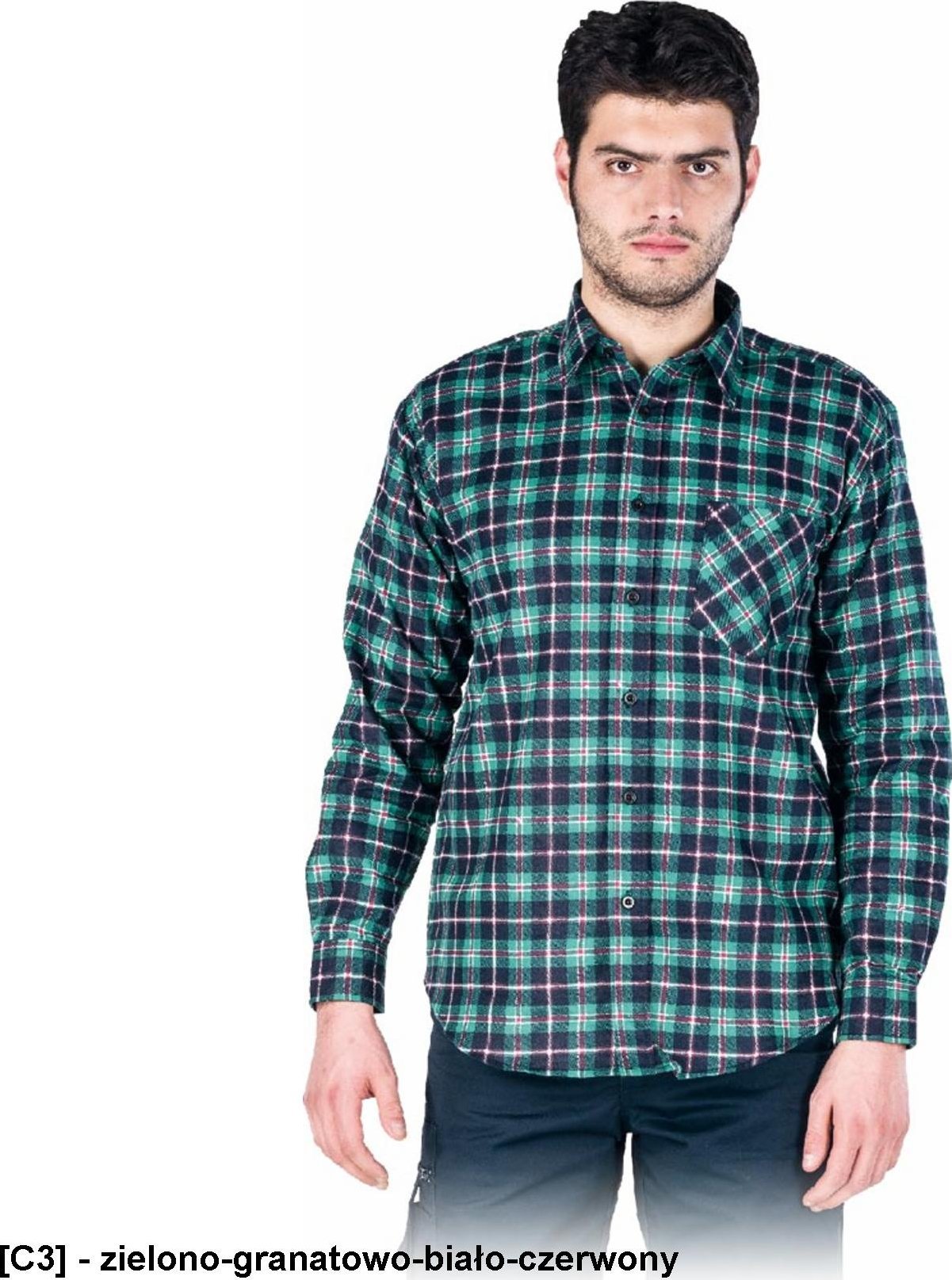 R.E.I.S. KF - koszula flanelowa ochronna - zielono-granatowo-biało-czerwony 3XL