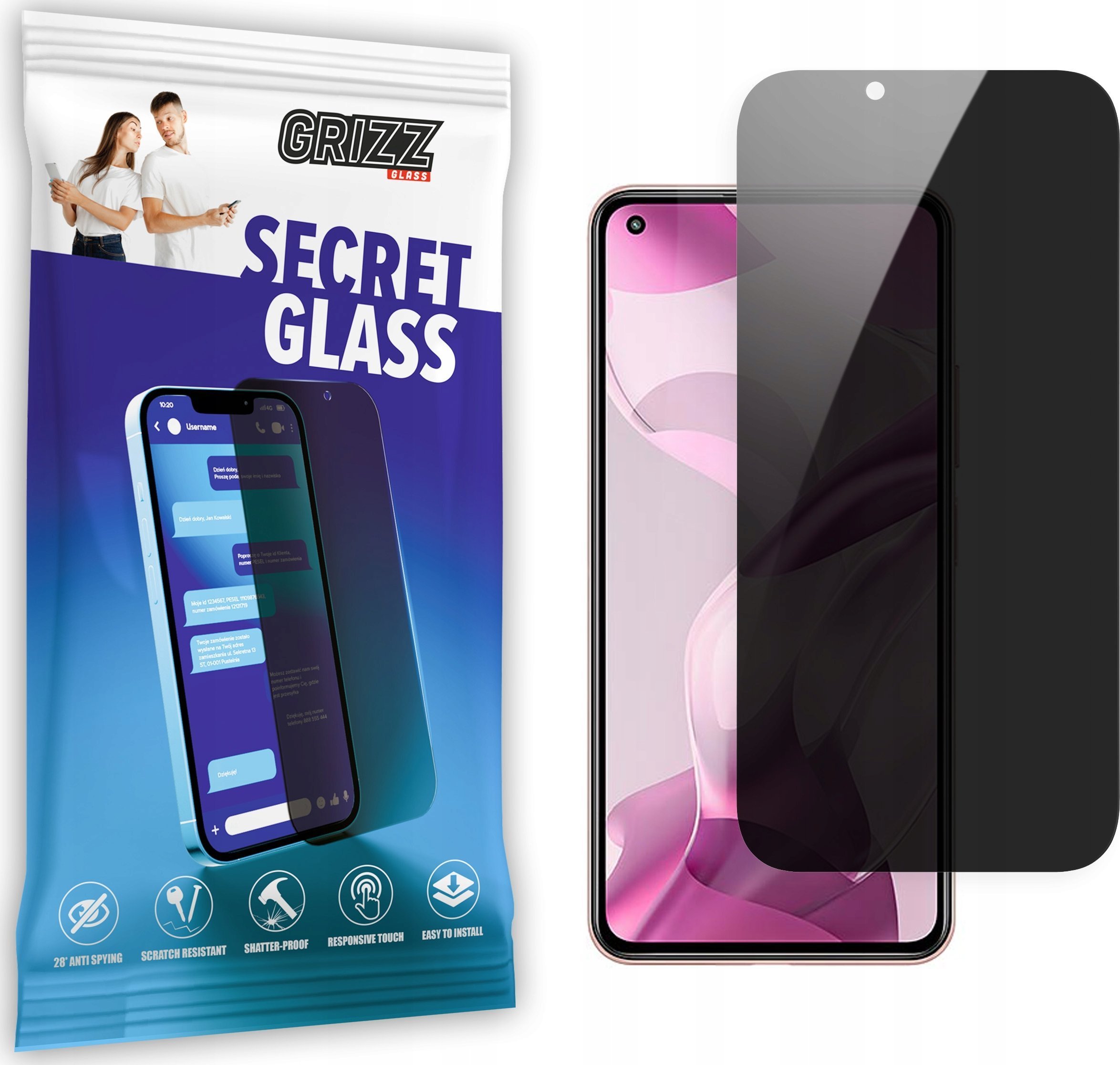 GrizzGlass Szkło prywatyzujące GrizzGlass SecretGlass Xiaomi 11 Lite 5G NE