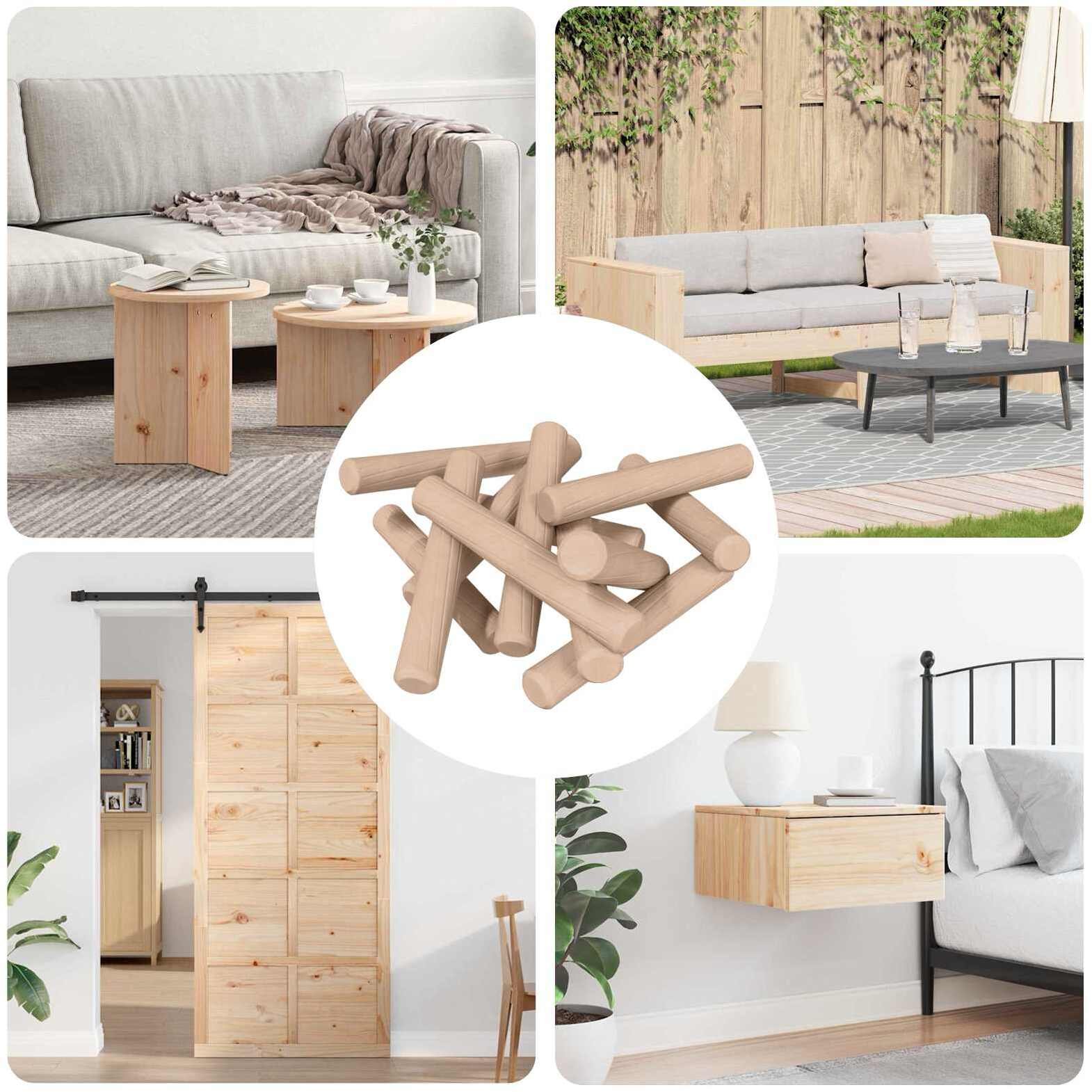 vidaXL Drewniane kołki 12 pcs Brązowy 6 x 40 mm Lekkie drewno