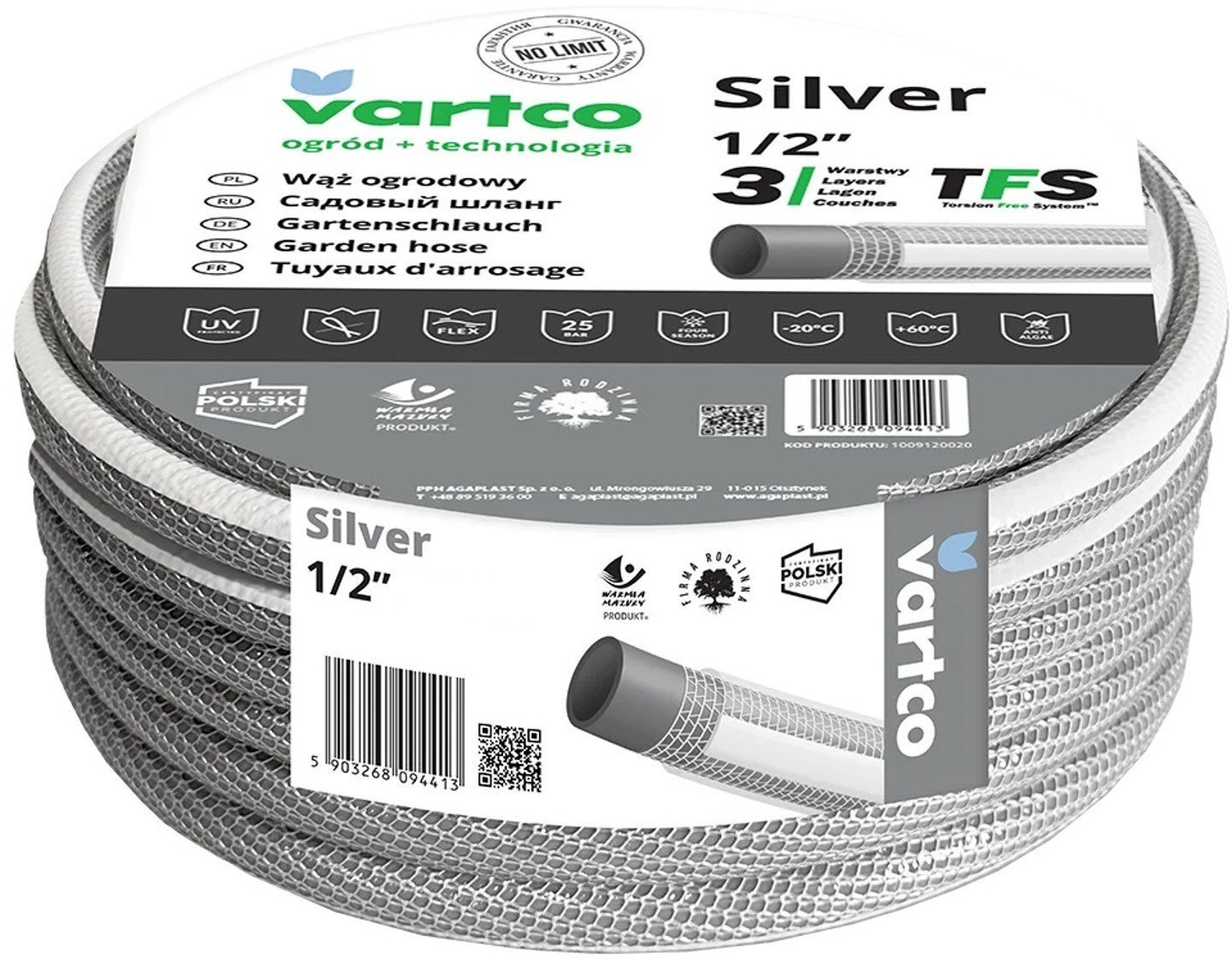 Wąż ogrodowy Vartco Silver TFS 1/2" 20m