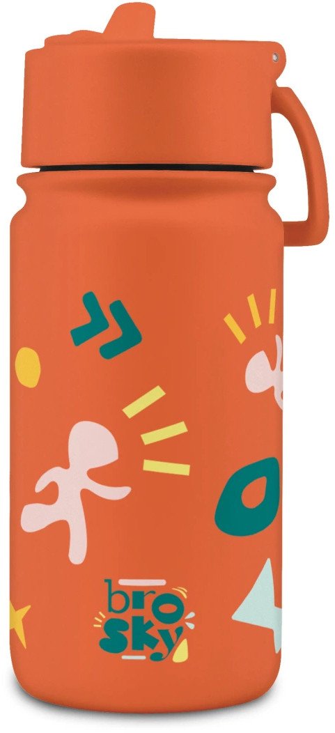 Brosky Pattern Stalowa butelka na wodę w kolorze ceglanym 450ml