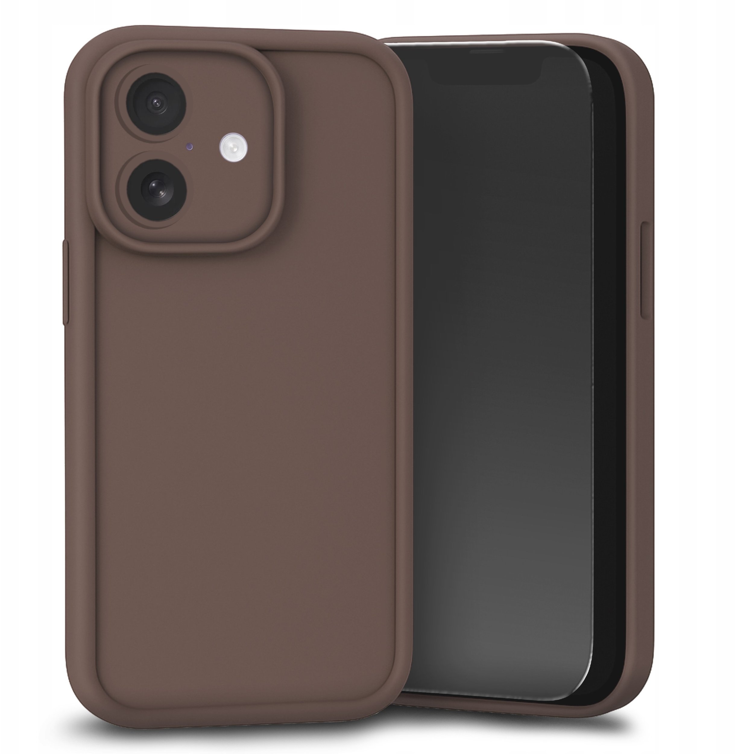 Etui do Apple iPhone 16 (Brązowe, Silikon, Matowe, Wzmocnione) Szkło