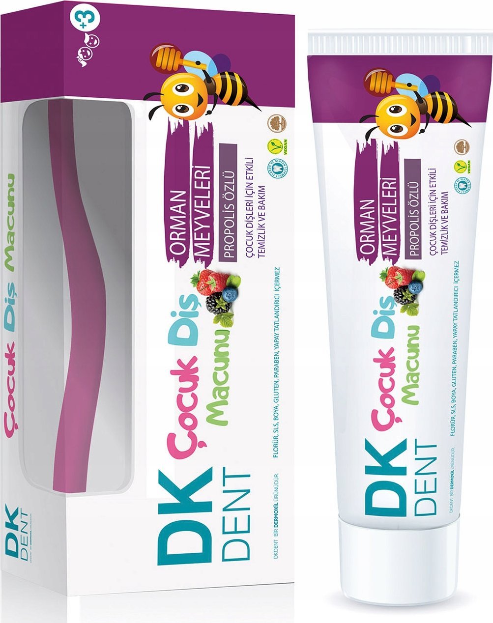 DERMOKIL_DK Dent pasta do zębów dla dzieci Malinowa 50ml + szczoteczka