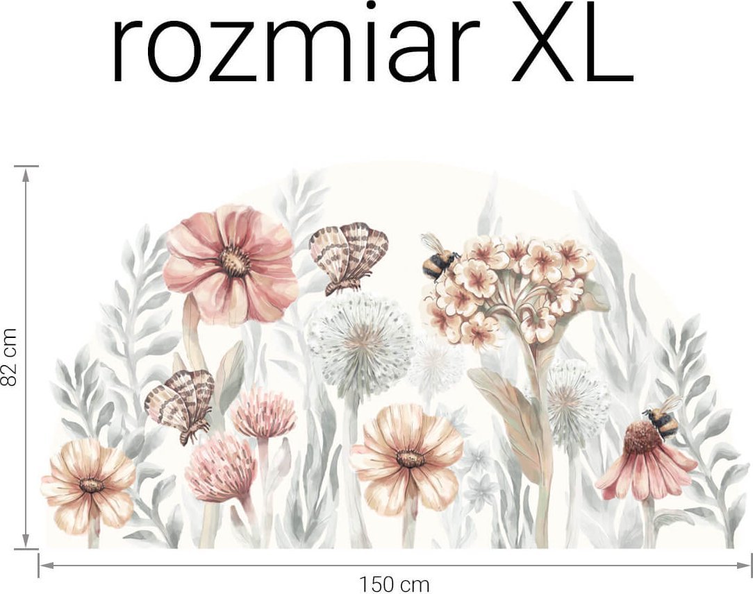 Pastelowe Love Polne Kwiaty XL - naklejka na ścianę