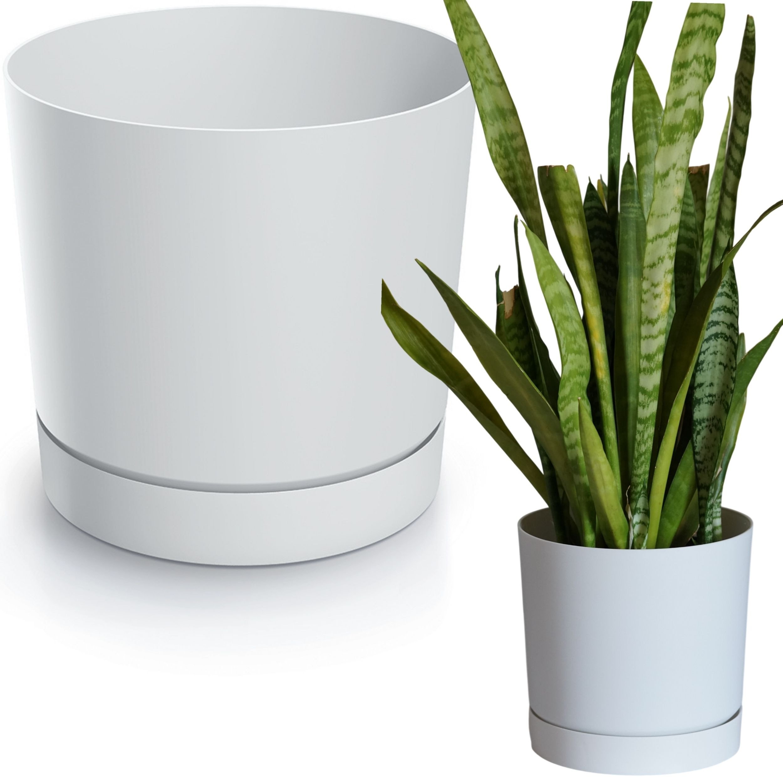 Doniczka z podstawką niska okrągła matowa 29,2cm Donica + podstawka