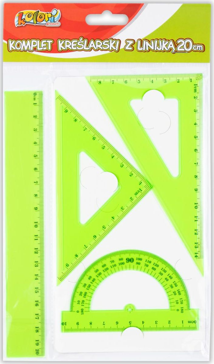 Penmate Komplet kreślarski z linijką 20cm zielony PENMATE