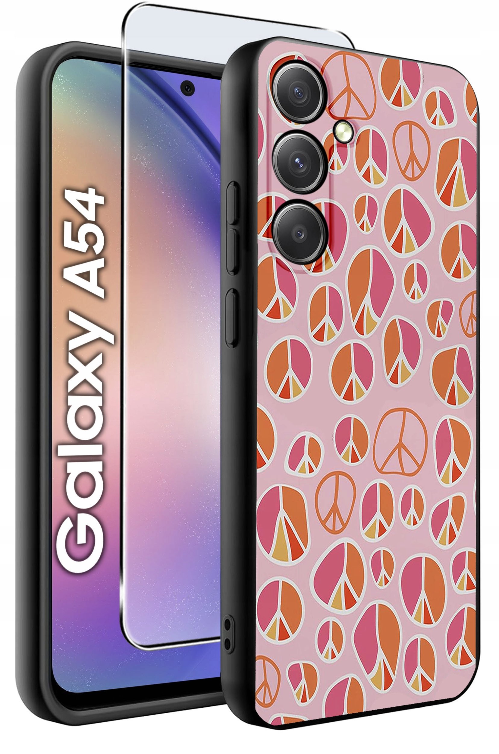 ETUI do Samsung A54 5G WZORY | SILIKONOWE MATT CASE + SZKŁO 9H