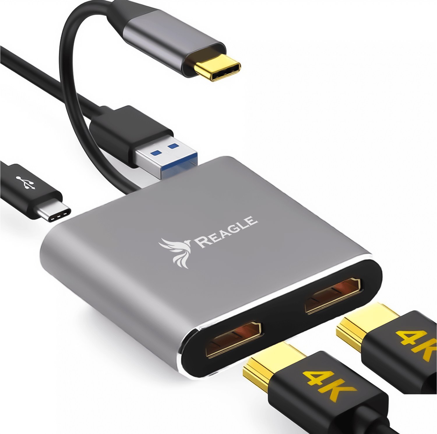 HUB USB Reagle Reagle HUB USB-C Adapter Dual 2x HDMI 4K USB MacBook PD
