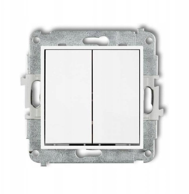 Karlik Mechanizm łącznika zwiernego dwubiegunowy (dwa klawisze bez piktogramów, osobne zasilanie) biały mat 25IWP-44.2