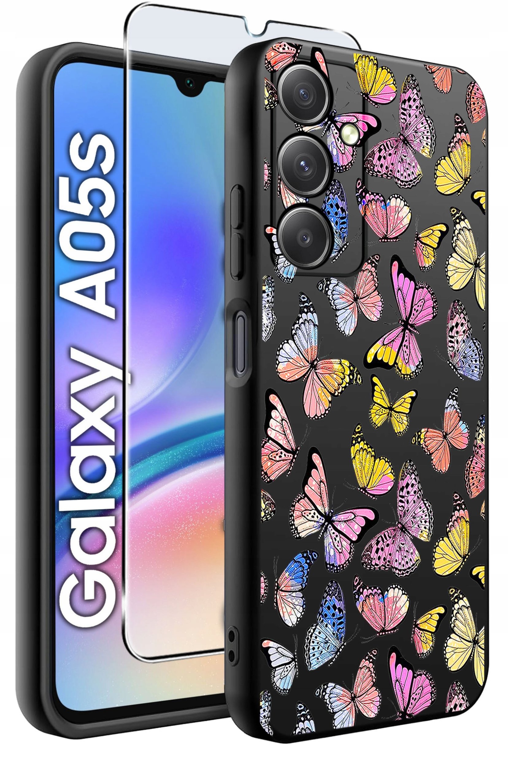 ETUI do Samsung A05s WZORY | SILIKONOWE MATT CASE + SZKŁO 9H