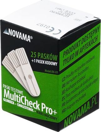 Novama NOVAMA MULTICHECK PRO+ Paski testowe kwas moczowy / 25 szt