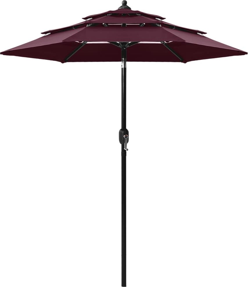 vidaXL 3-poziomowy parasol na aluminiowym słupku, bordowy, 2 m