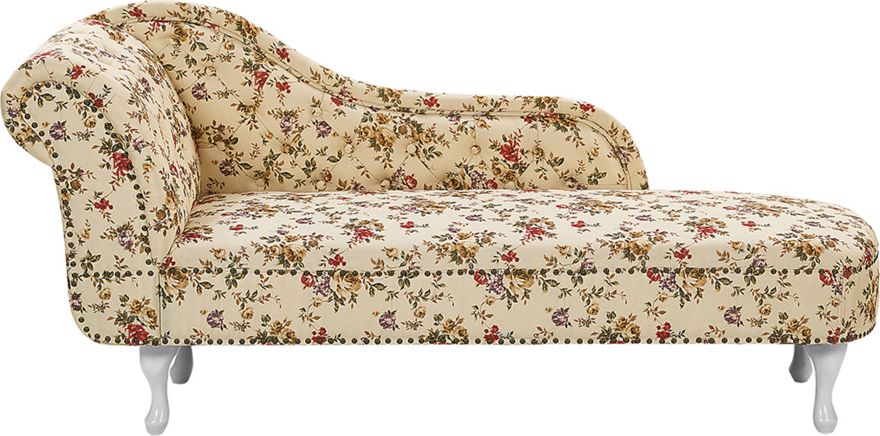 Beliani Szezlong lewostronny wzór w kwiaty beżowy NIMES