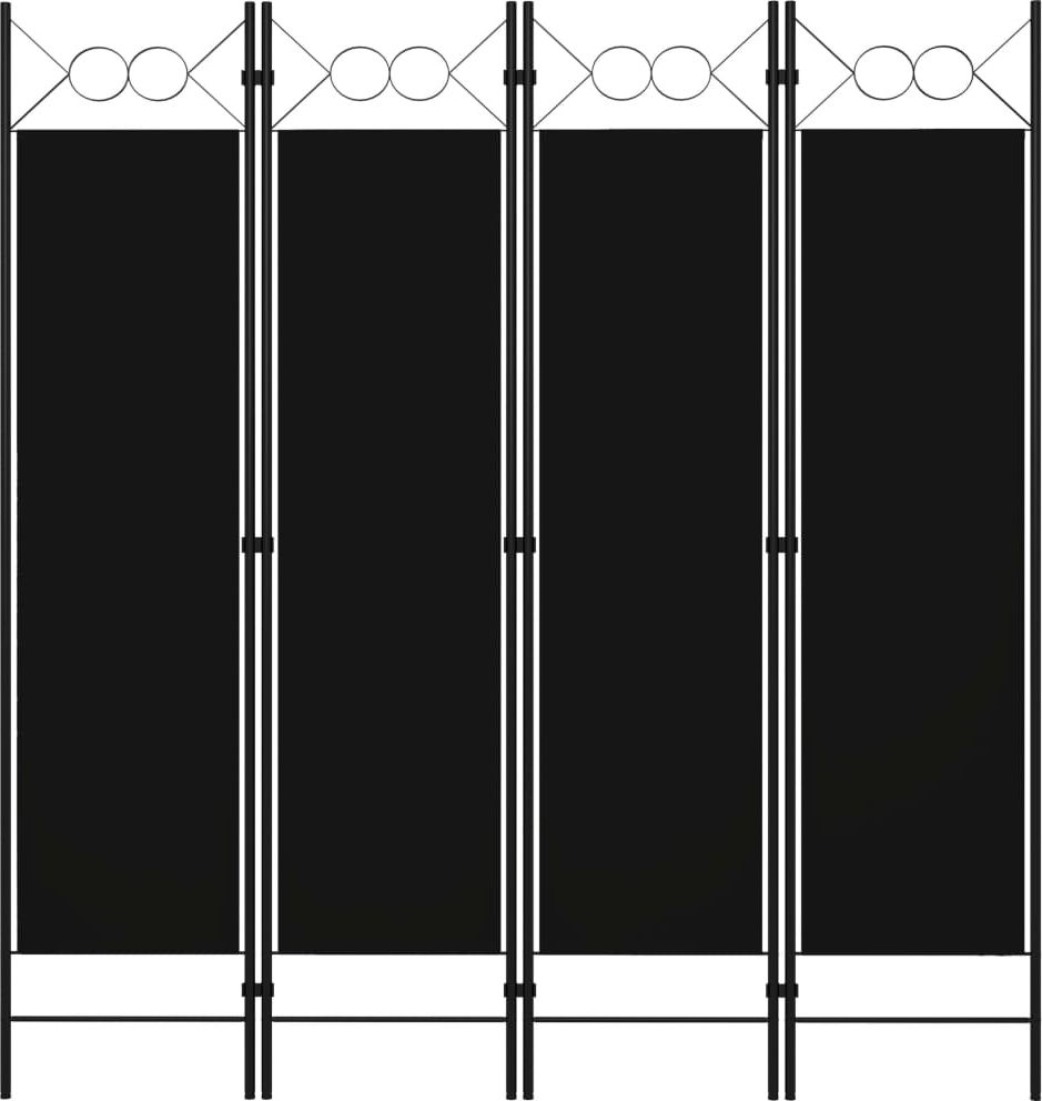 vidaXL Parawan 4-panelowy, czarny, 160 x 180 cm