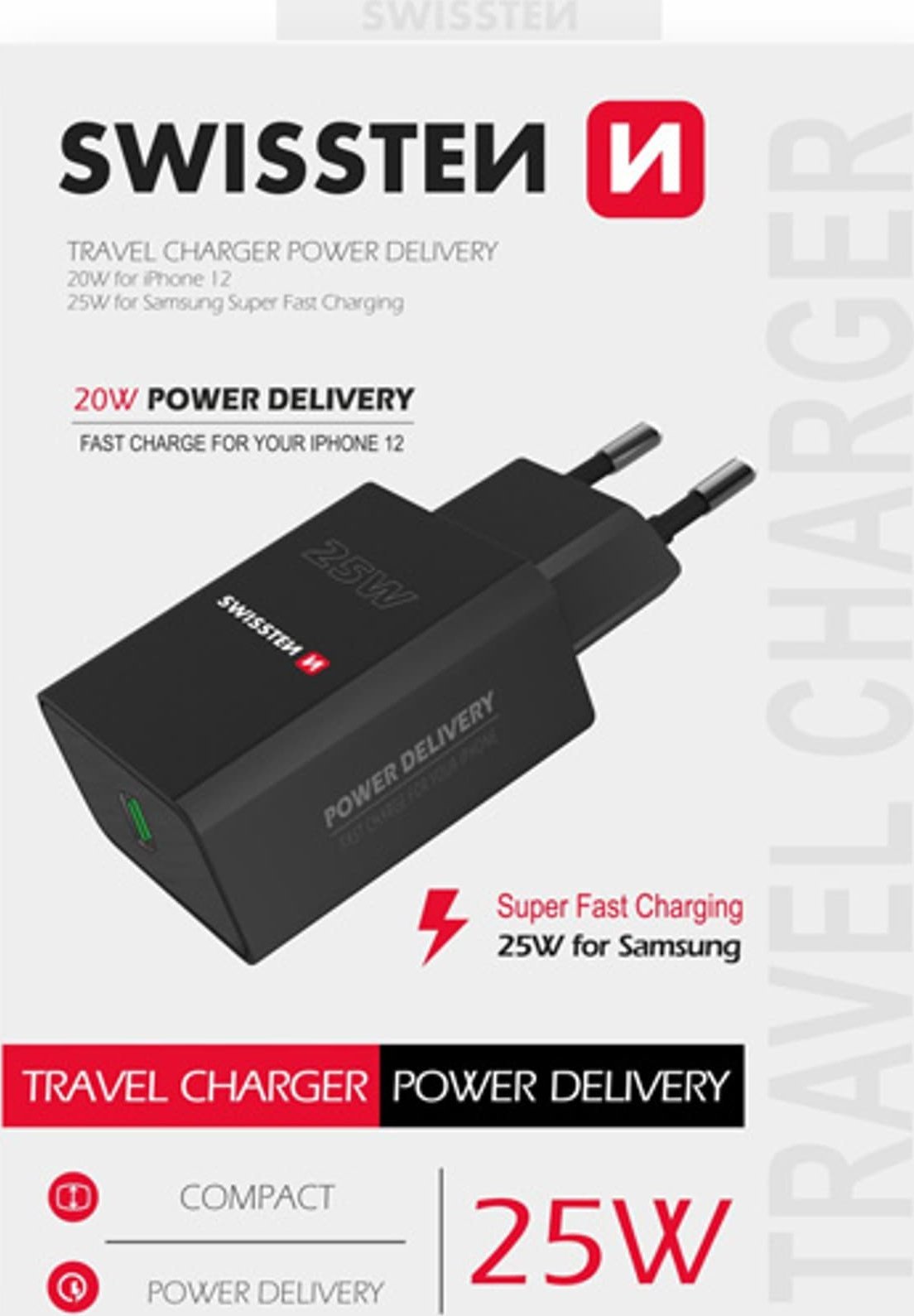 Adapter USB Swissten Zasilacz / sieciowy adapter SWISSTEN 25W, 1 port, USB-C, PPS