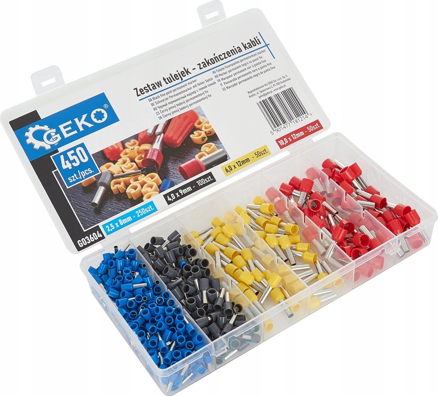 Geko Zestaw tulejek - zakończenia kabli 450szt. (100)
