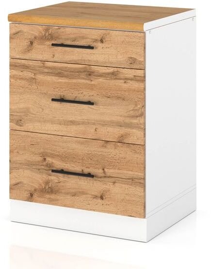 Szafka Kuchenna Stojąca Z Blatem 3 Szuflady 60cm Spremium Dąb Wotan