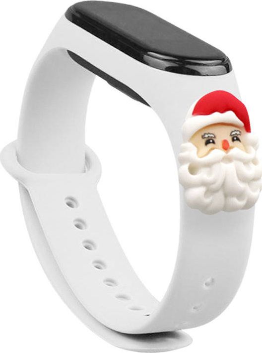 Hurtel Strap Xmas opaska do Xiaomi Mi Band 6 / Mi Band 5 silikonowy pasek bransoletka biały