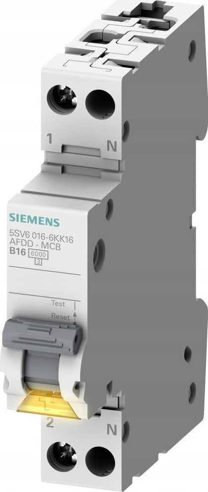 Siemens Przeciwpożarowy detektor iskrzenia AFDD-MCB-Combination 230V, 6kA, 1+N, B, 16A Compact (1MW) 5SV6016-6KK16