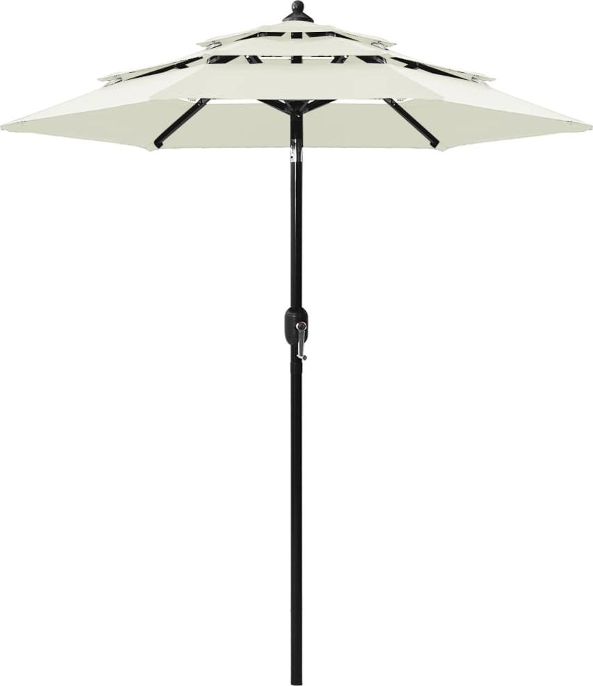 vidaXL 3-poziomowy parasol na aluminiowym słupku, piaskowy, 2 m
