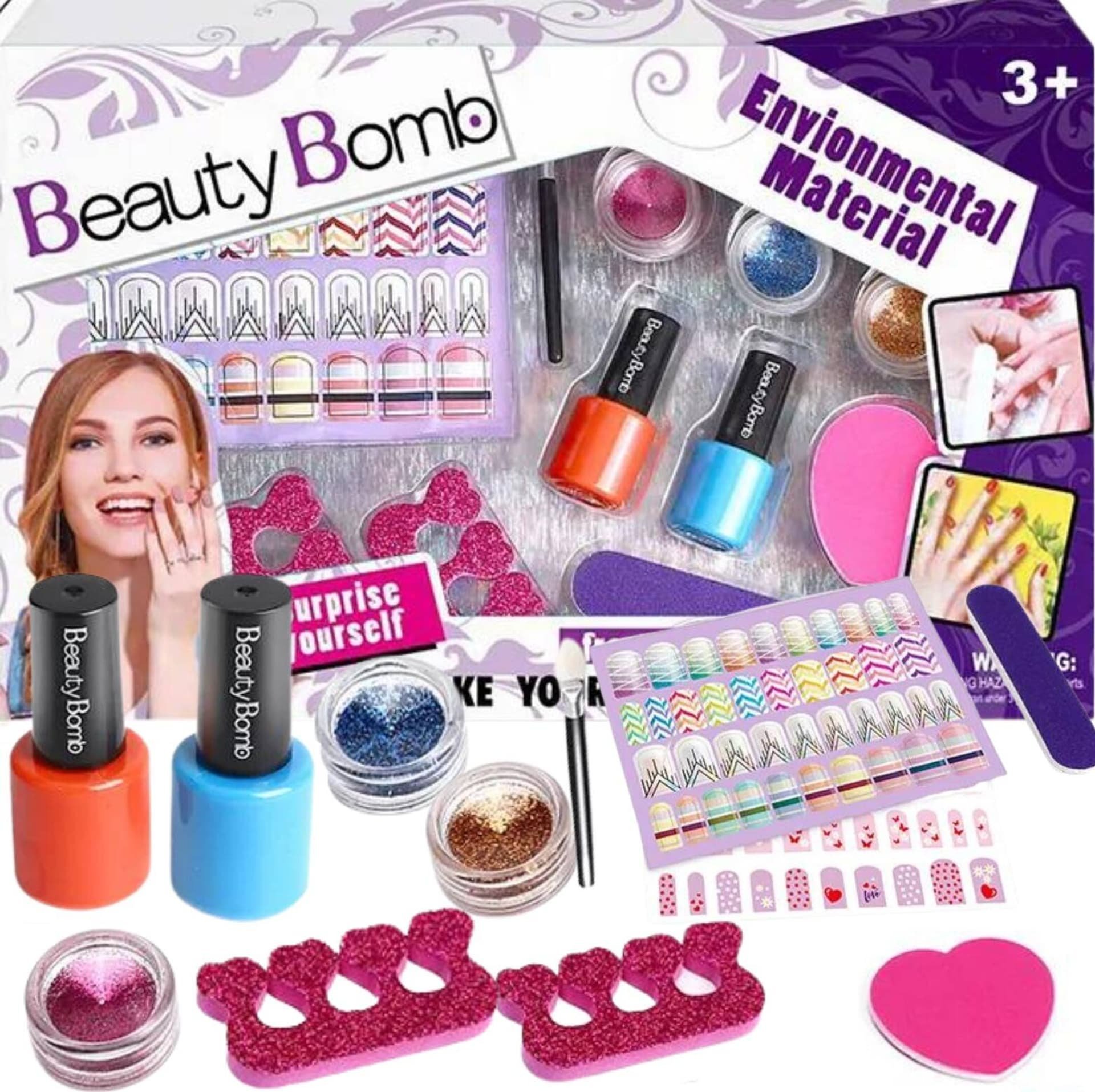 ProNice ZESTAW DO MALOWANIA PAZNOKCI DLA DZIECI STYLIZACJI NAKLEJKI TIPSY BROKAT