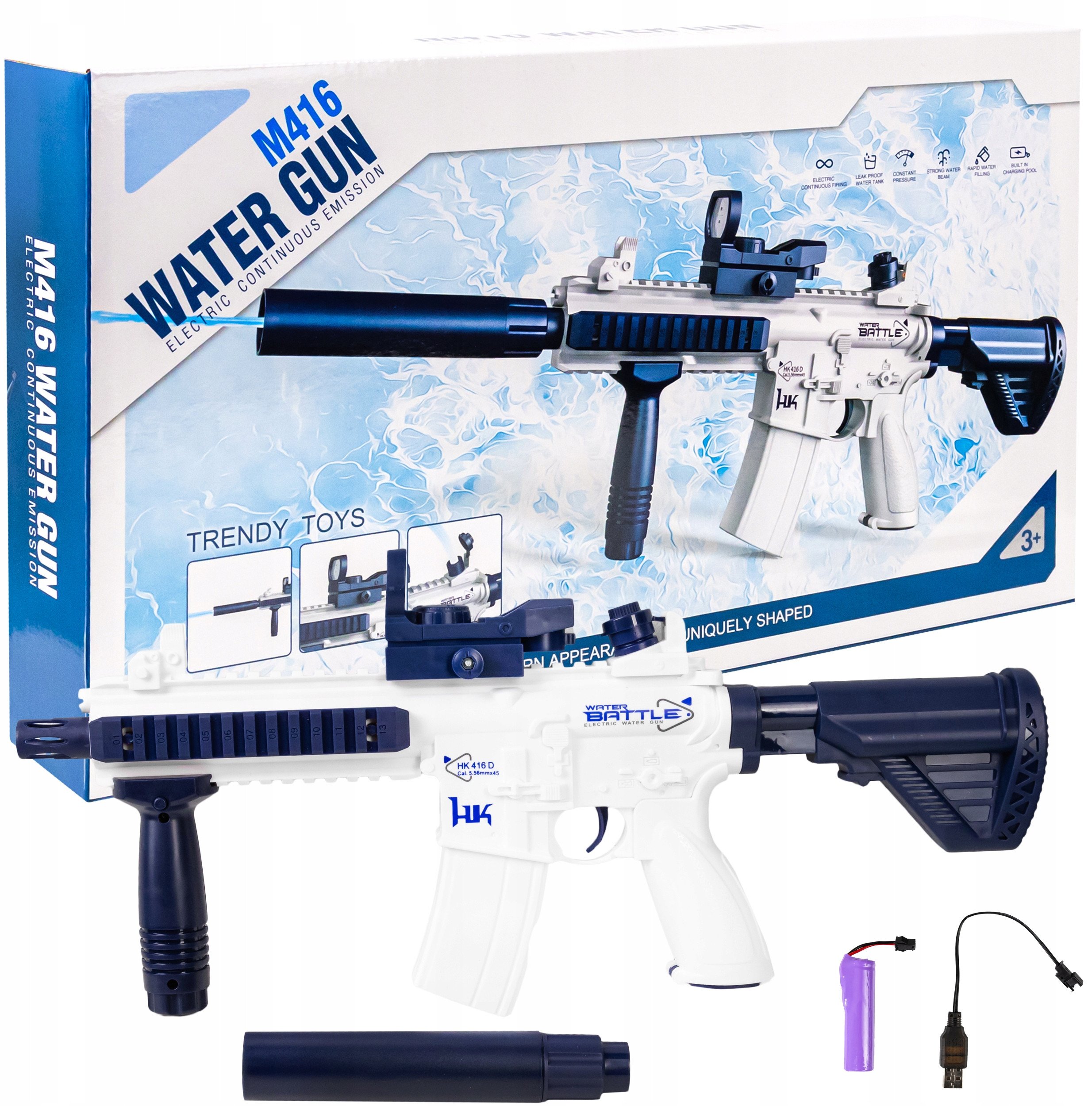 Pistolet Na Wodę Elektryczny Karabin Dla Dzieci Miotacz Automat Akumulator