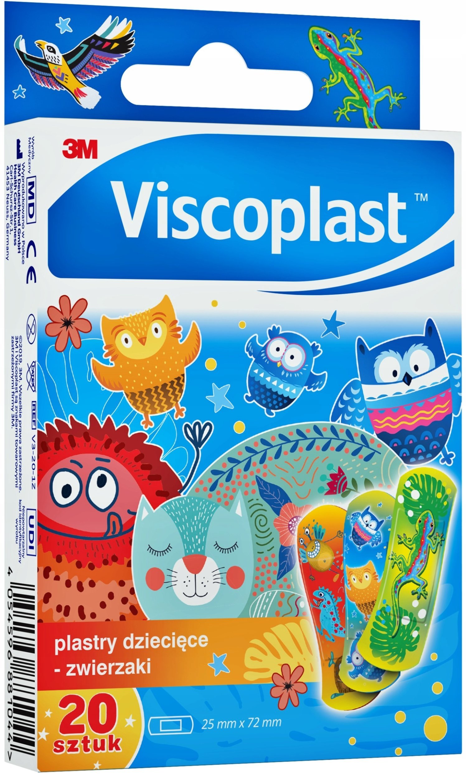 Plastry dziecięce VISCOPLAST Zwierzęta, 72x25mm, 20 szt., pudełko
