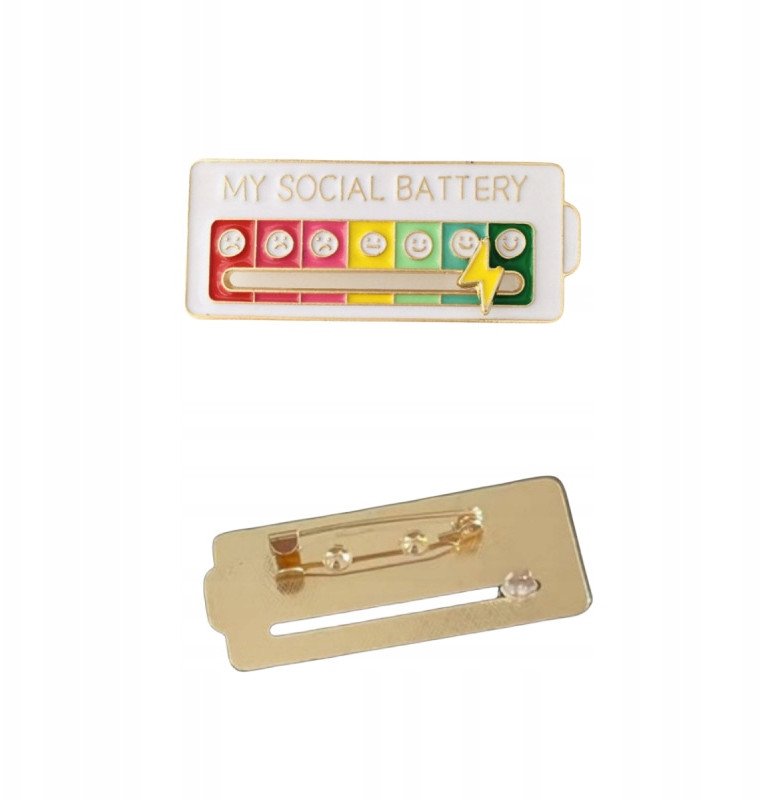 Przypinka WSKAŹNIK HUMORU BATERII Przesuwana na UBRANIE PLECAK Ustaw SAM!