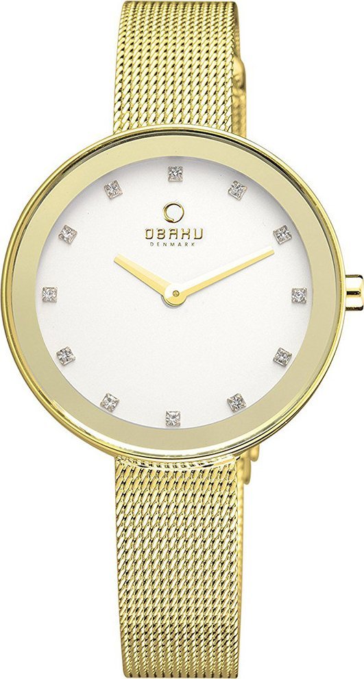 Zegarek OBAKU Zegarek damski Obaku Denmark V161LXGIMG CYRKONIE złoty