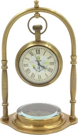 Giftdeco Marynistyczny zegar mosiężny z kompasem na zawiesiu