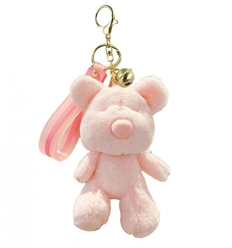 Brelok do kluczy puchaty MIŚ, pluszowy różowy BRL359R