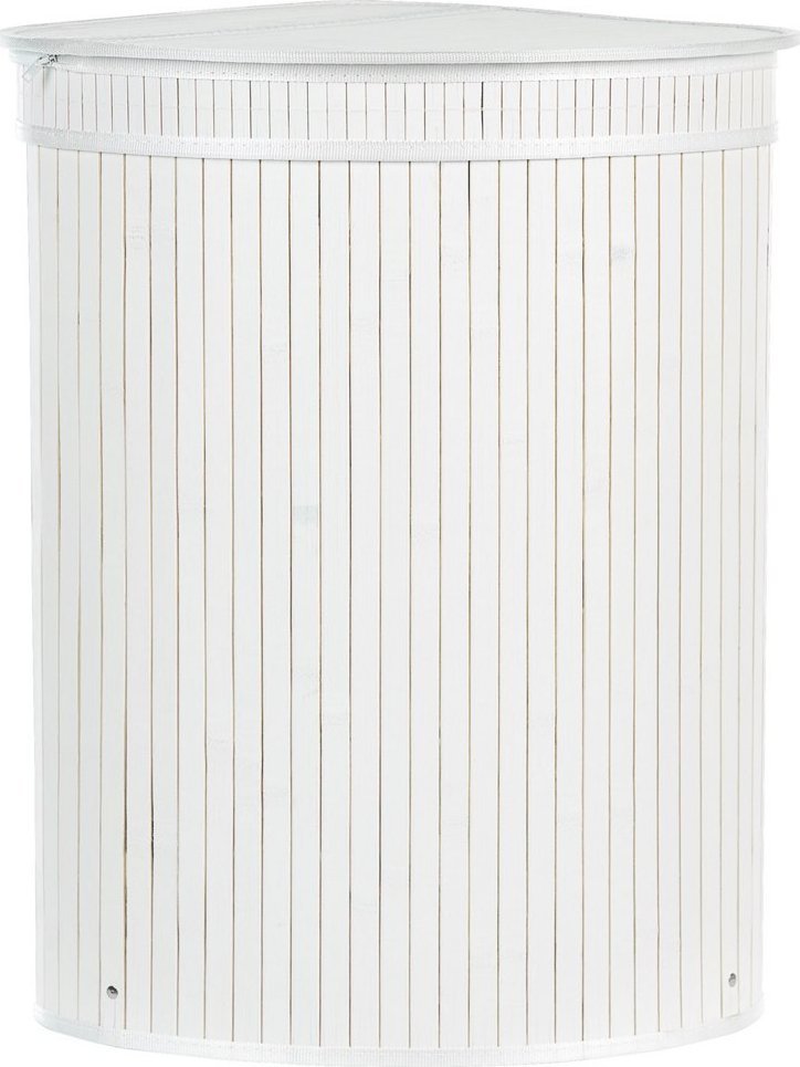 Beliani Kosz bambusowy z pokrywką biały BADULLA