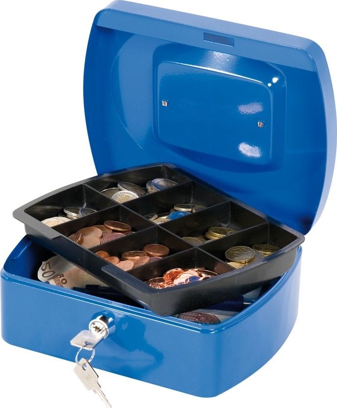 Q-Connect Kasetka na pieniądze Q-CONNECT, średnia, 205x85x160mm, niebieska