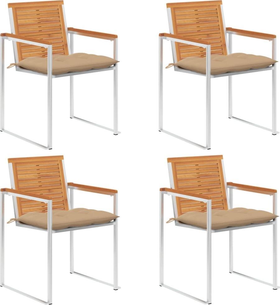 vidaXL vidaXL Krzesła ogrodowe z poduszkami, 4 szt., lite drewno akacjowe