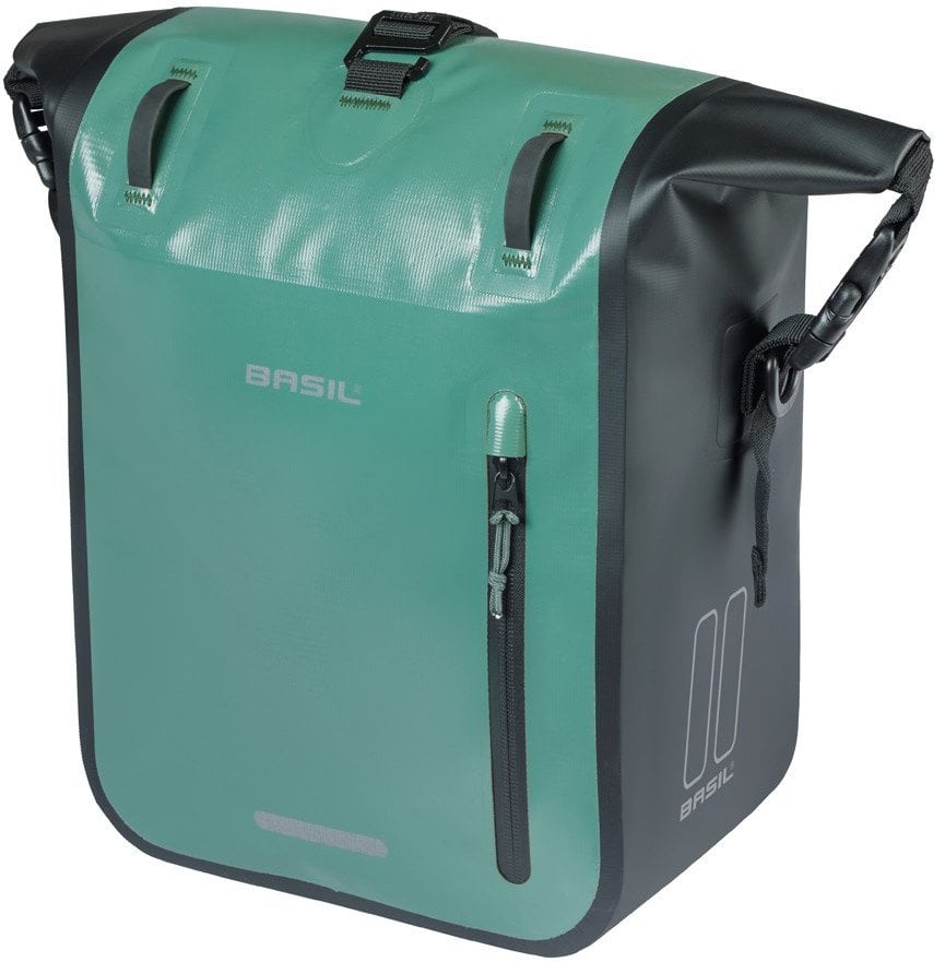 Sakwa pojedyncza BASIL RIVO M SINGLE PANNIER BAG 12-15L, MIK Hooks System, wodoodporna, silvergreen/black (NEW 2026)