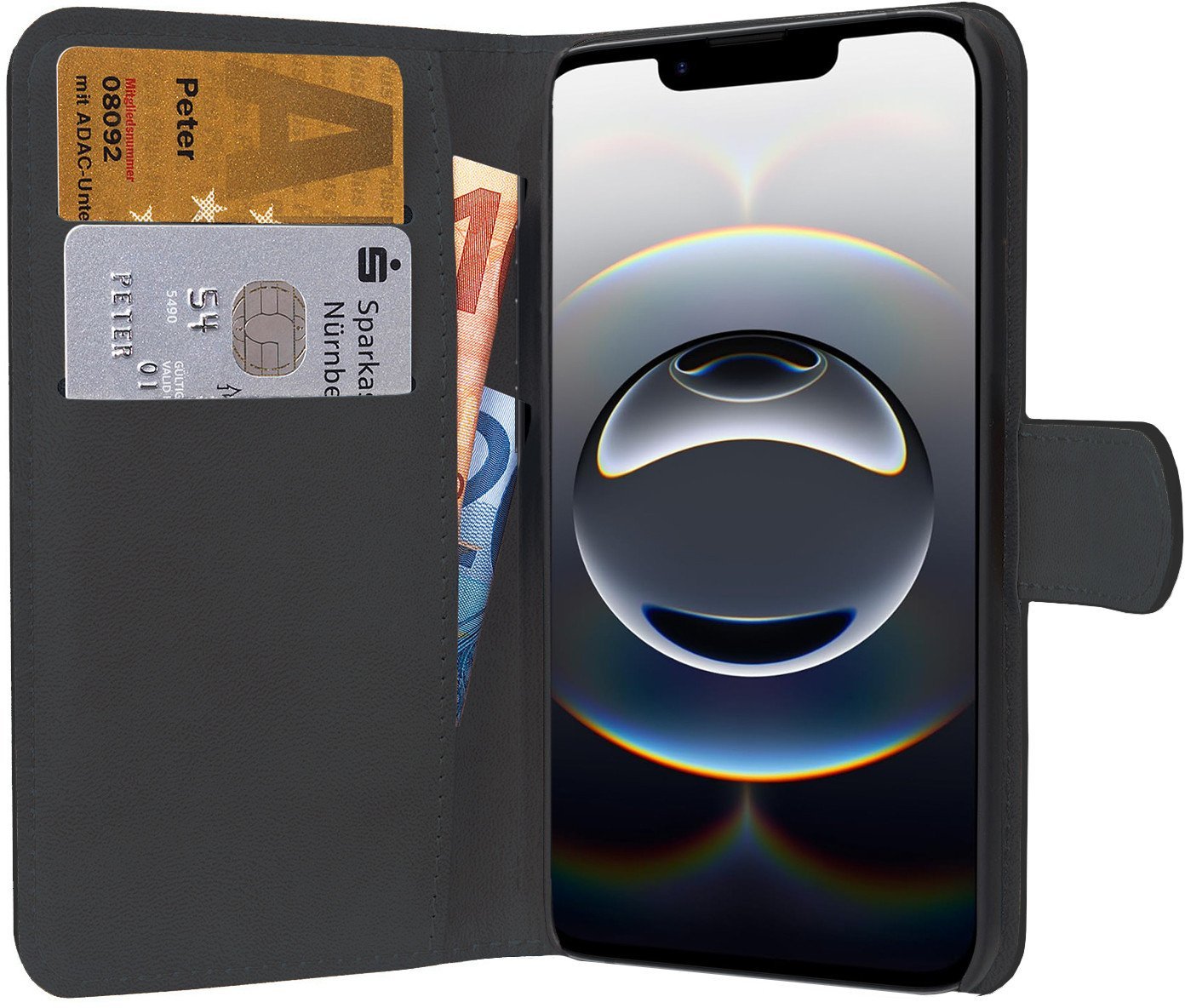 PEDEA Book Cover Classic für Apple iPhone 16e, schwarz