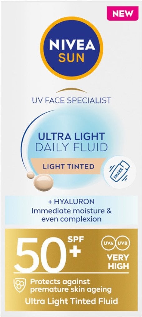 NIVEA_Sun Ultra Light Daily Fluid SPF50+ krem przeciwsłoneczny z pigmentem Jasny 40ml