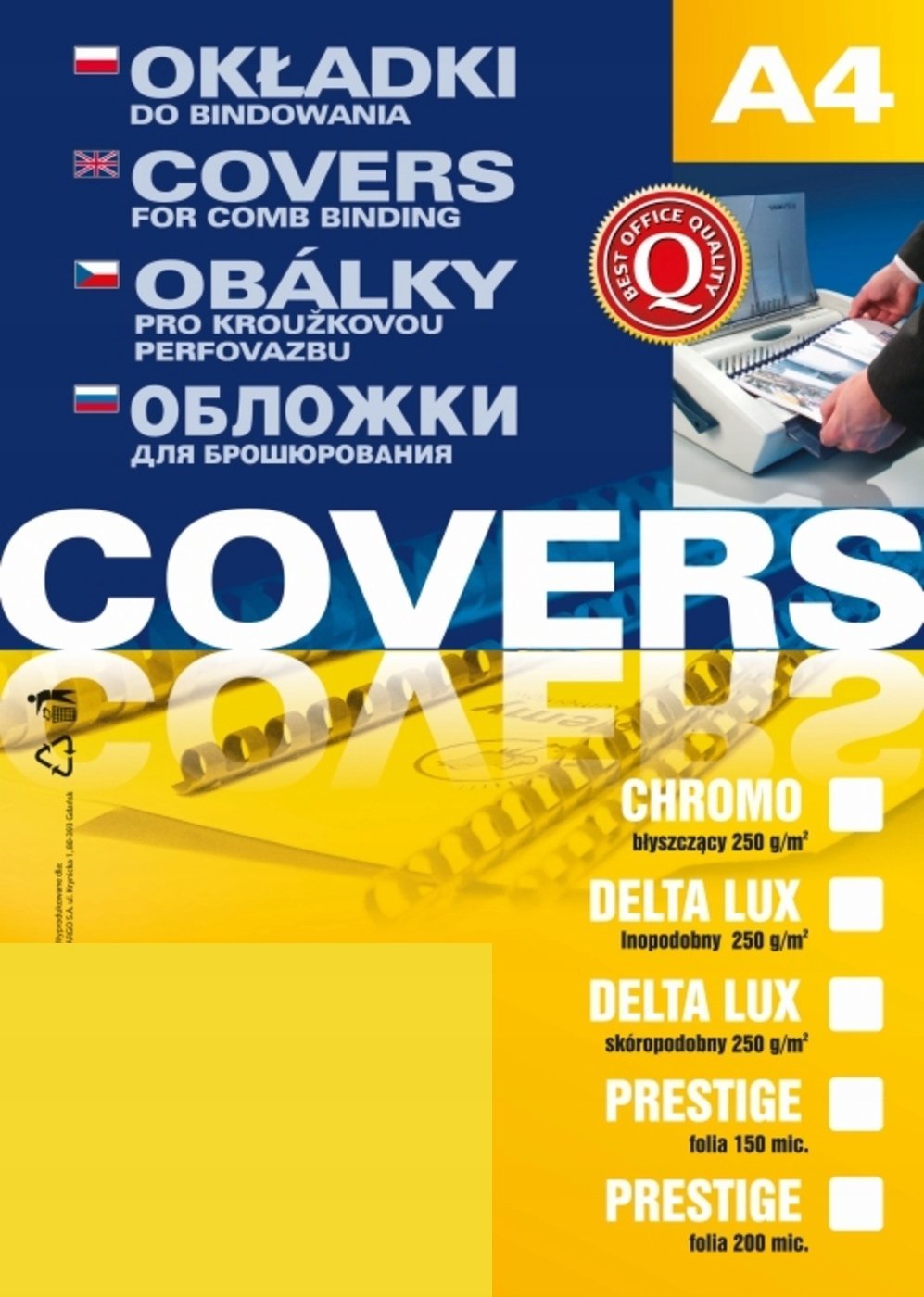 Argo Karton do bindowania skóropodobny A4 ARGO DELTA 407075 żółty 25 szt