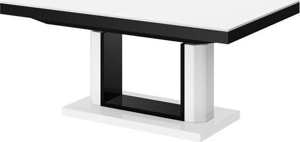 Hubertus Ława QUADRO LUX 120(170)x75 biały połysk/czarny połysk rozkładana