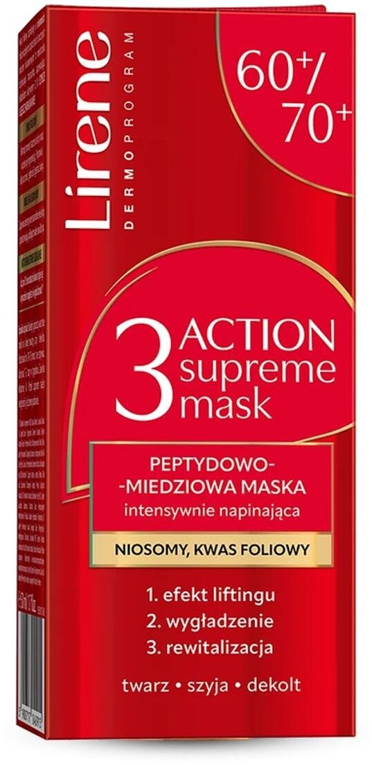 Lirene Intensywnie napinająca maska z peptydami miedzi 60-70+ 50 50ml