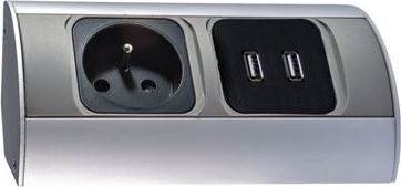 Orno Gniazdo meblowe pojedyncze z/u 16A + 2xUSB IP20 aluminium/ tworzywo OR-AE-1310