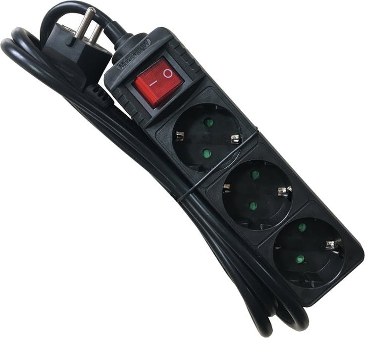 Kabel zasilający M-CAB POW0029 rozgałęziacz 1,5 m 3 x gniazdo sieciowe Wewnętrzna Czarny