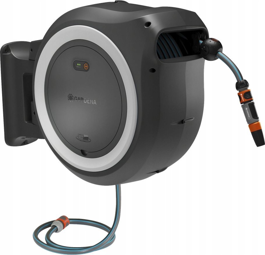 Gardena GARDENA battery-powered wall hose box PowerRoll XXL 18V P4A, 40 meters, hose reel (grey/white, Li-Ion battery 2.5Ah, POWER FOR ALL ALLIANCE)