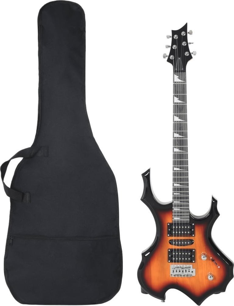 vidaXL Gitara elektryczna z pokrowcem, brązowo-częściowyarna, 4/4, 39"